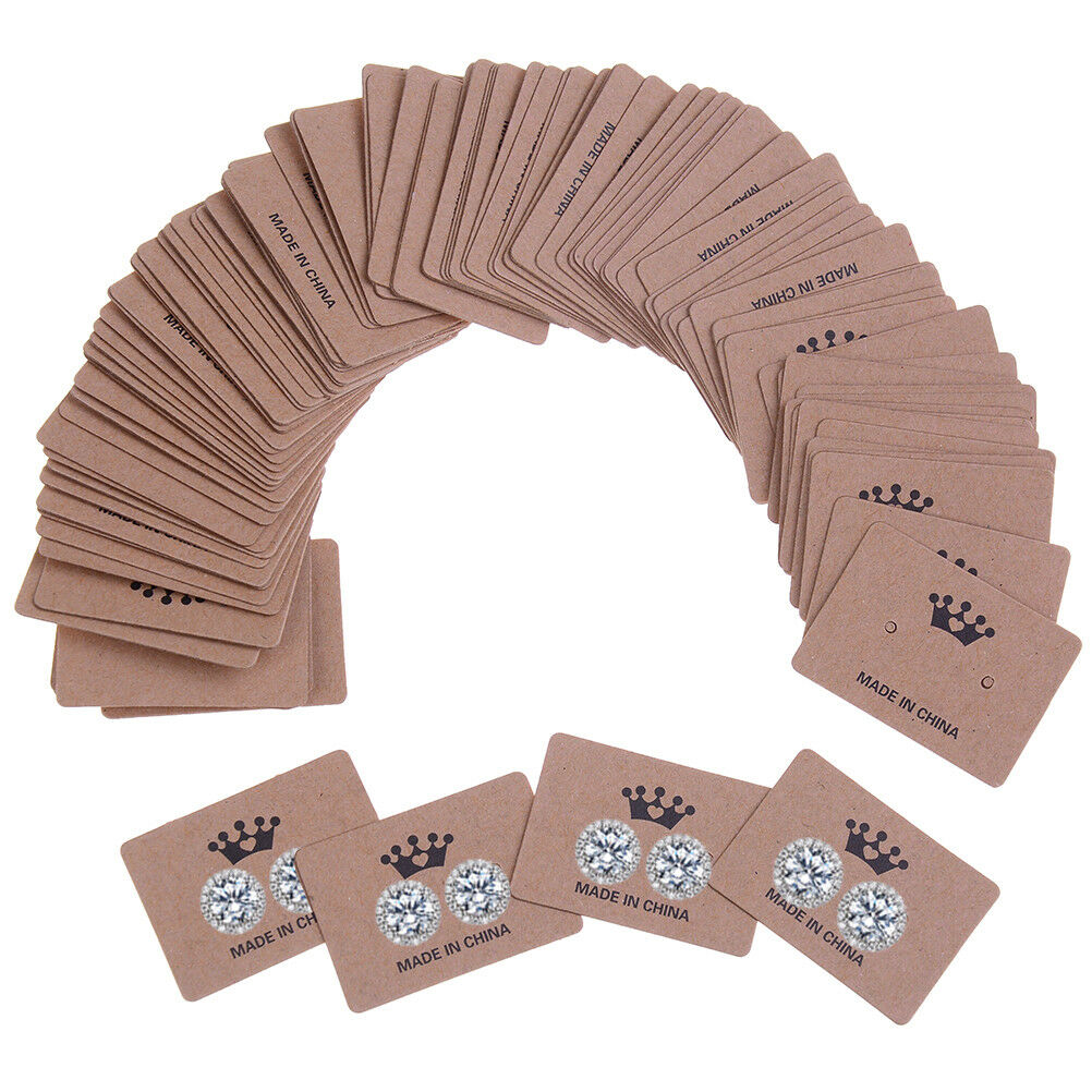 100x kraft paper earring hanging card jewelry display ear studs holder pac.l8