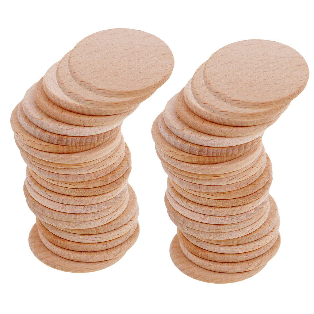 50x Round Wooden Cutout Circles Pieces for Scrapbooking Painting Decors Tags
