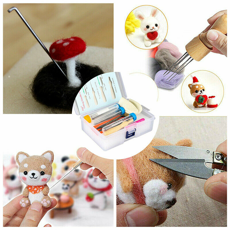 Needle Felting Starter Set Wool Felt Tools Mat DIY Hand Craft Making Supply X TL