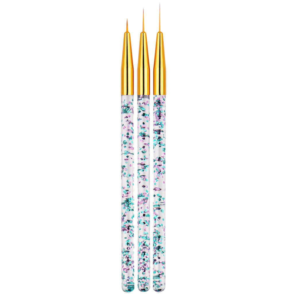 6x 7/9/14mm Nail Art Brush Set for Thin Lines Striping Blending Tiny Details