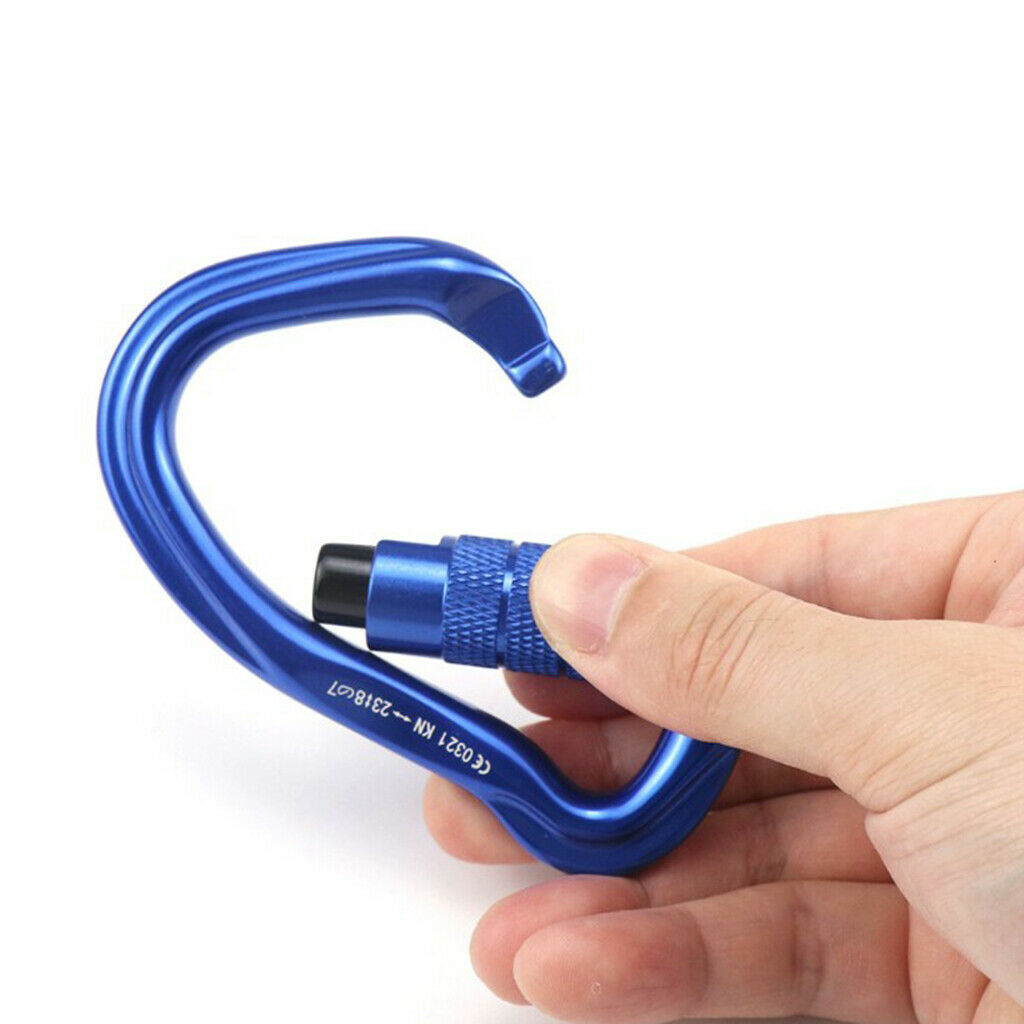 23kN Auto-Locking D Shaped Twist Lock Climbing 2 Pack Set Carabiner, Aluminum