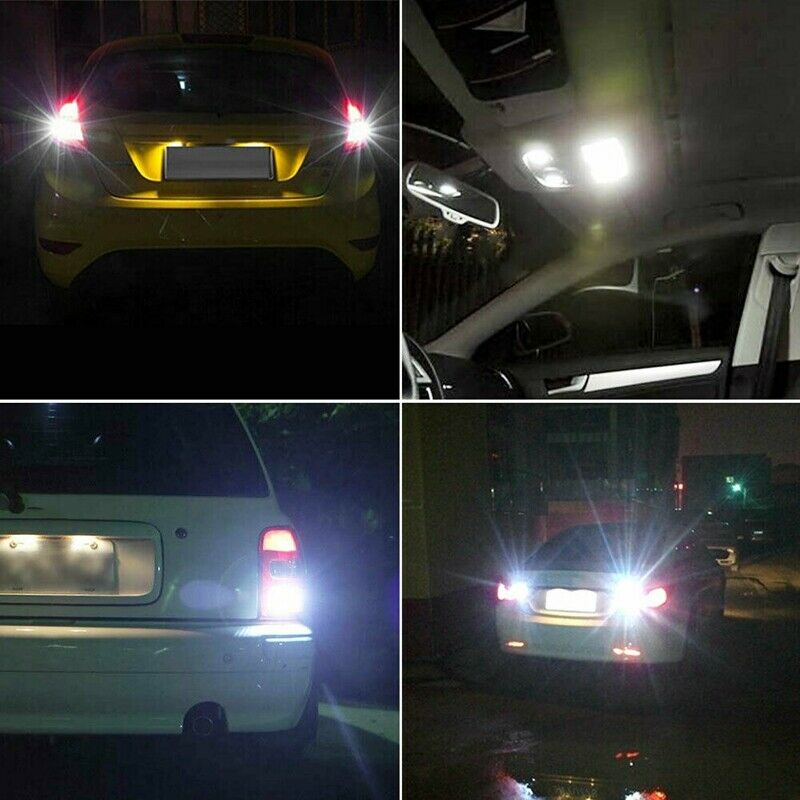 2X(2Pcs 6000K White 1157 50SMD Tail Brake LED Lights Bulb BAY15D 12V T4J8)