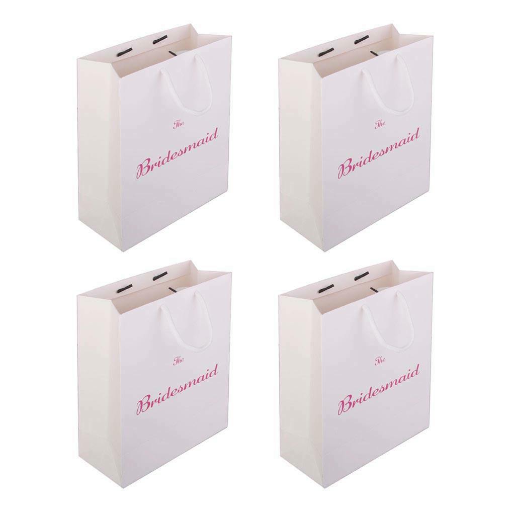 Pieces of 4 The Bridesmaid Printed Paper Bag with Handle for Wedding, Bridal