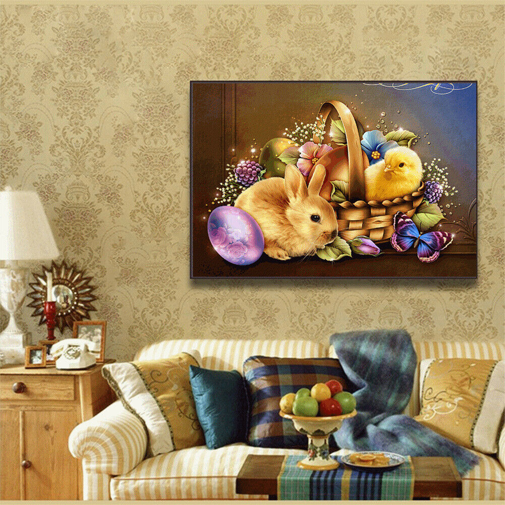 5D DIY Full Drill Diamond Painting Easter Chick Rabbit Cross Stitch Kits Decor