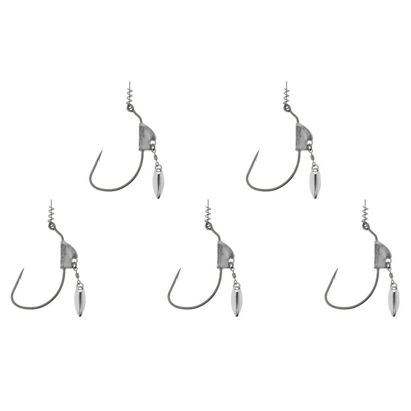 5pcs Lead Weighted Jig Fishing Hooks Worm Crank Hook With Spinners Spoon 7g