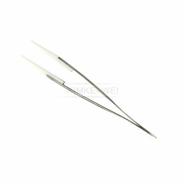 Ceramic Stainless Steel Pointed Tip Tweezer Heat Resistant Anti-acid Anti-static