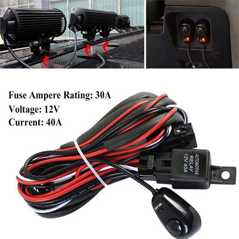 12V 40A Remote Control Wiring Harness Strobe Switch Relay LED Fog Light Bar BDAU
