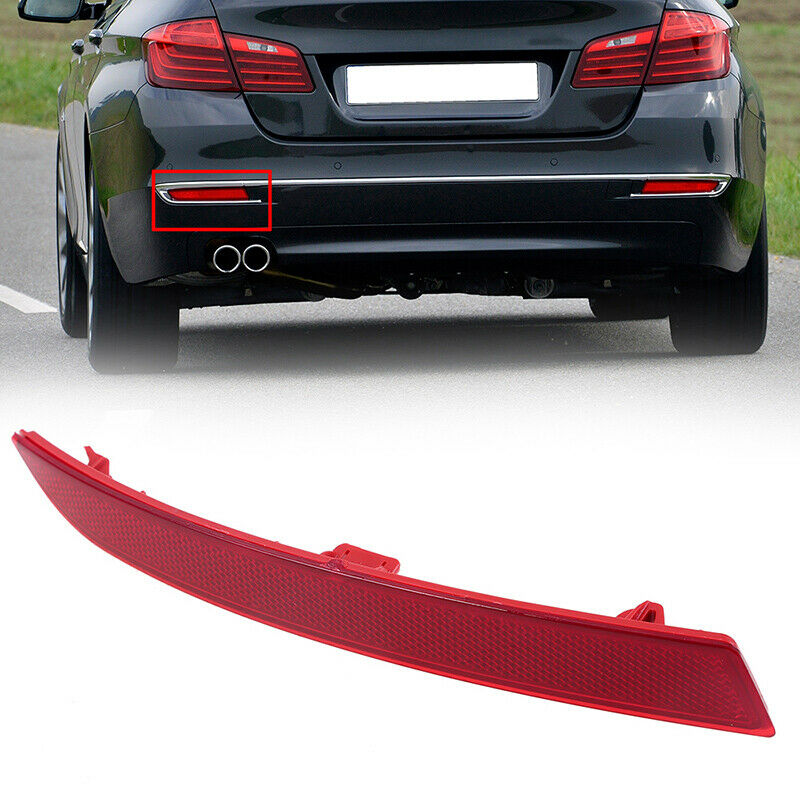 Pair Rear Bumper Reflector Lights Red For BMW 5-Series F10/F18 Sedan 2014-2017