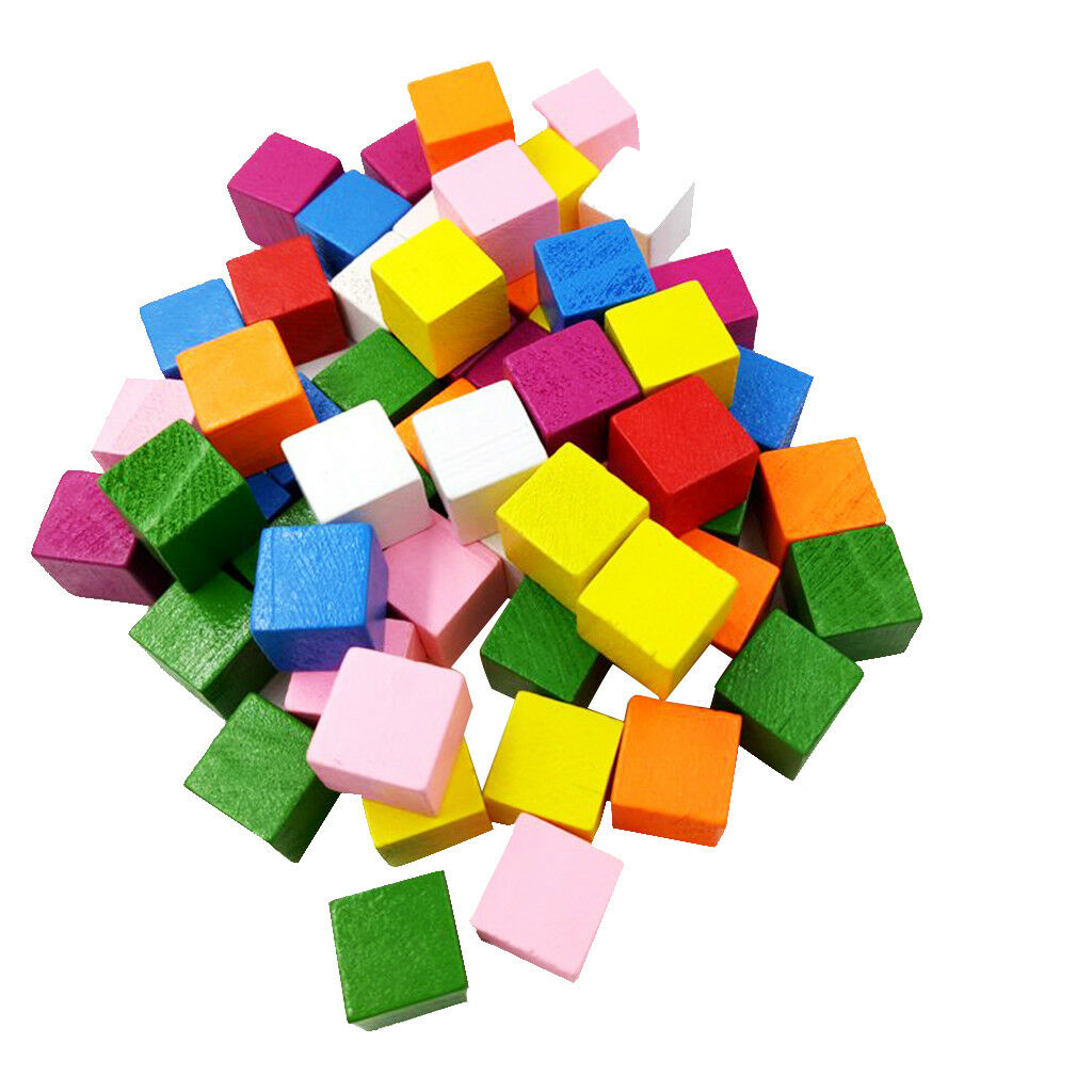 50pcs Wooden Blocks Embellishments Kids Crafts Creative Toys Scrapbook 15mm