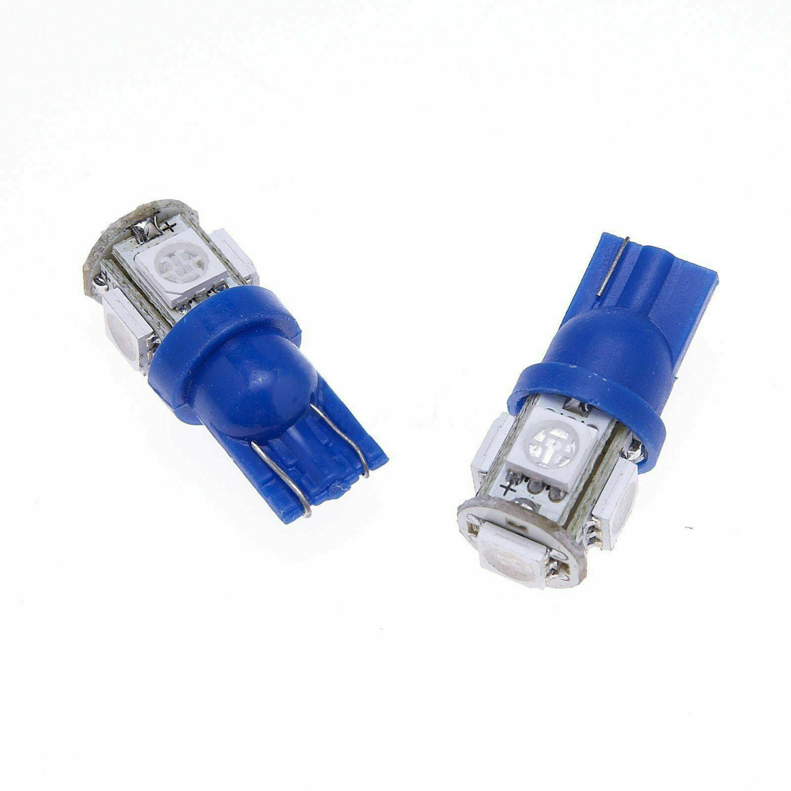 20x Ultra Blue T10 LED Bulbs Car Interior License Light 2825 192 194 5050 5 SMD