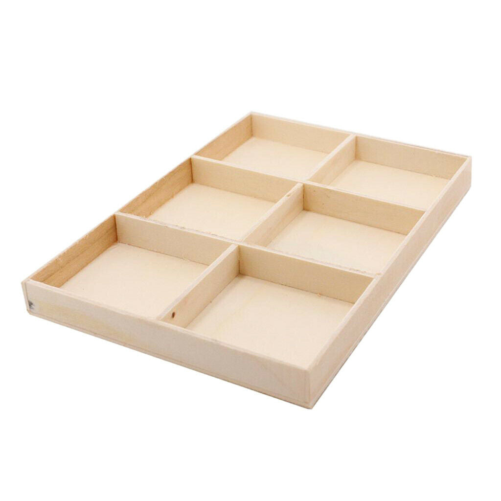 6 Compartments Wooden Divided Boxes Succulents Flower Pot Desktop Storage Box