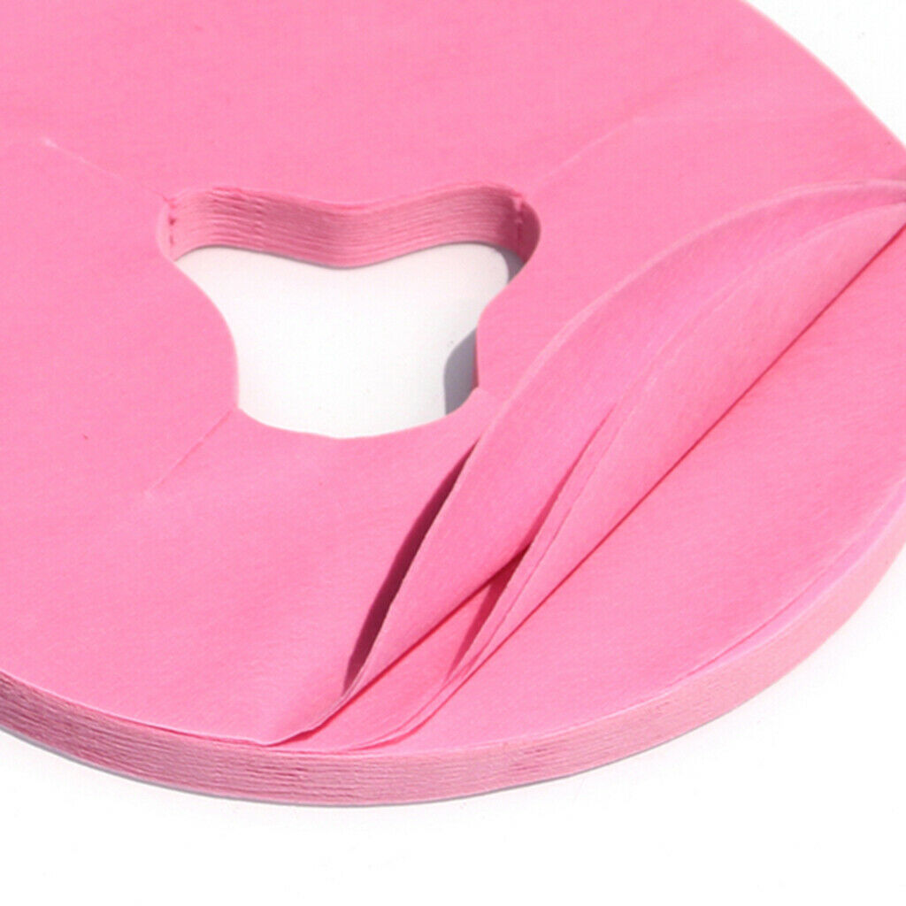 200 Pcs Disposable Massage Face Cushion Headrest Cradle Cotton Cover Pink