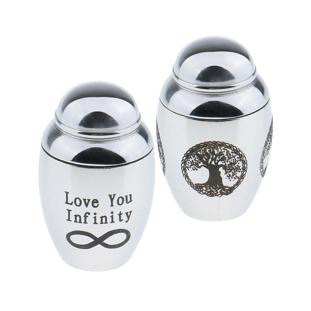 2 Pcs Stainless Steel Cremation Ashes Urn Holder Memorial Pet Keepsake