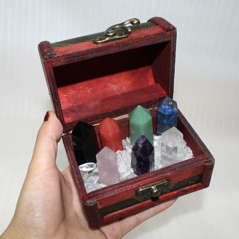Seven-Star Array Group - 7 Chakra Healing Crystals Hexagonal Prism Point Wands