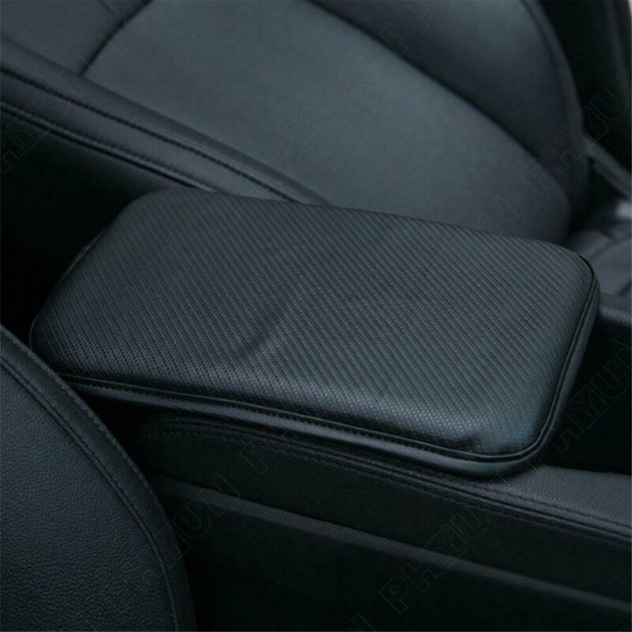 30*21cm Car Center Console Mat Cover Armrest Pad Black PU Leather Protector Pad