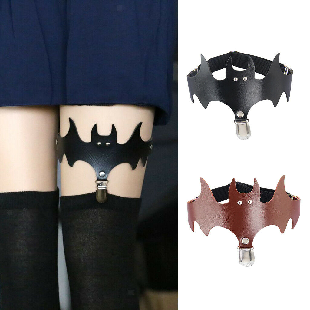2x Gothic Black Leg Ring Bat Wings Leg Garter Belt for Women Halloween Gifts