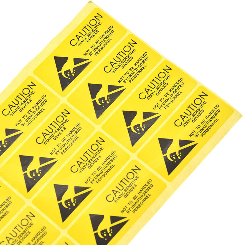 100 Pcs Yellow Anti-Static Label Stickers Static Sensitive Devices 5.5cmx2.5cm