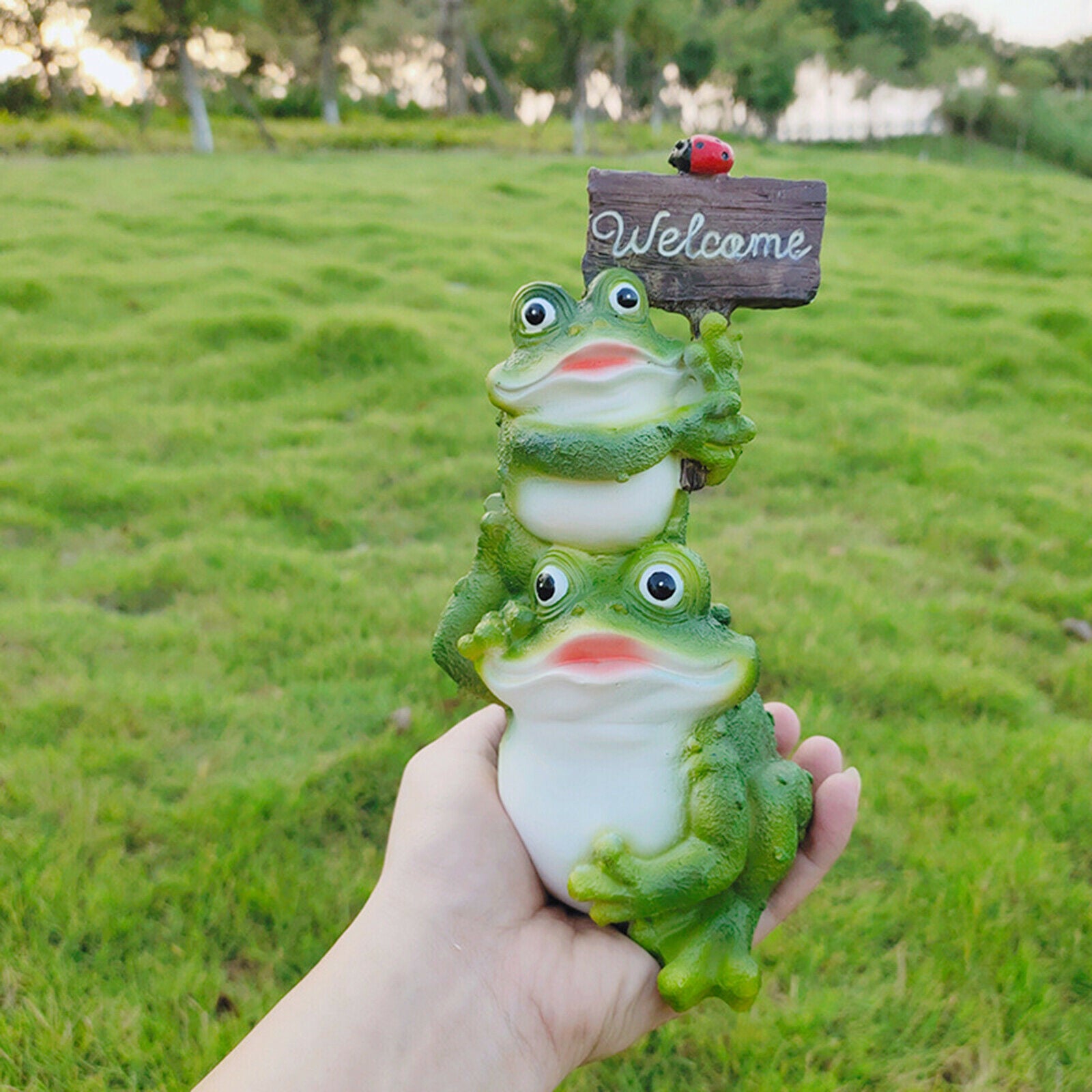 Welcome Frog Statue Garden Decor Lawn Ornament for Patio, Yard, Lawn Outdoor