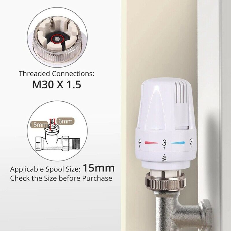 3Pcs Thermostat Radiator Valve TRV Thermostatic Head Radiator M30 x 1.5 RadiH9N7