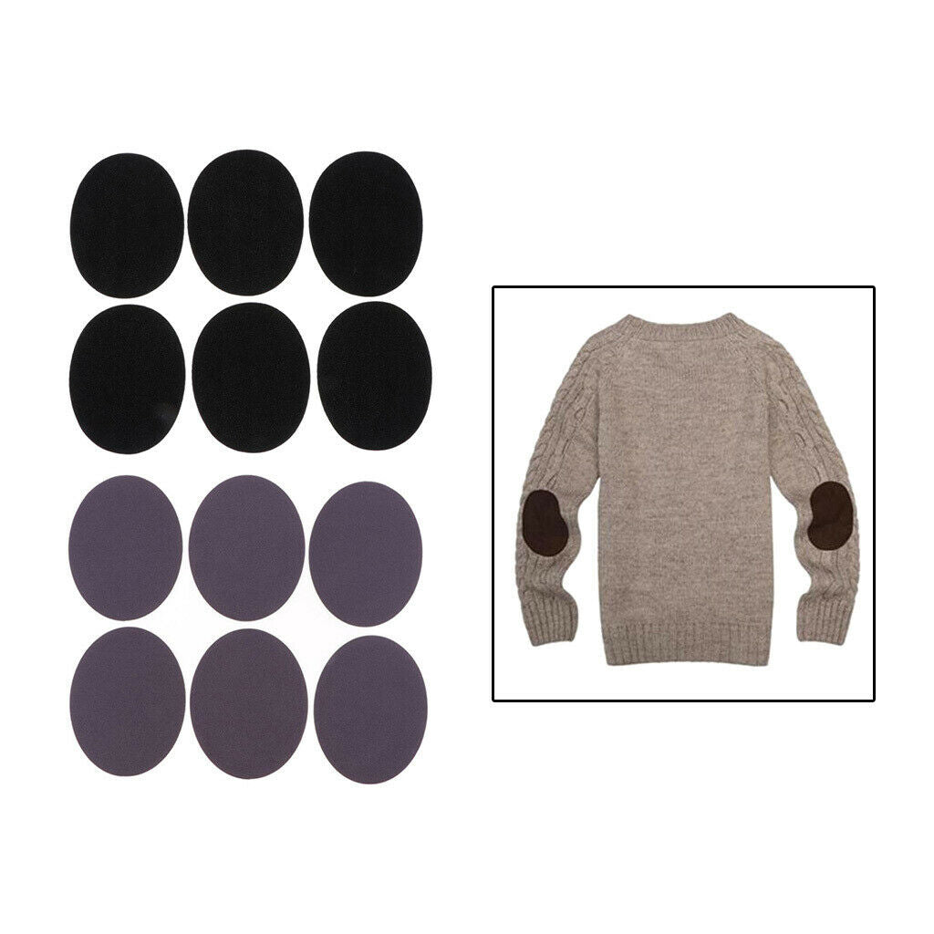 6 Pairs Elbow Knee Patches DIY Shirt Suit Blouses Backpack Sewing Black Grey