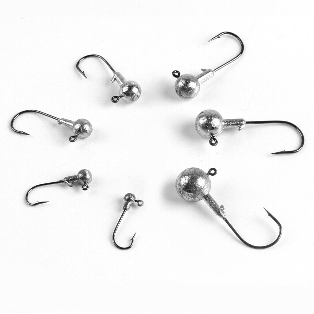 45pcs Lead Head Fishing Hooks Jigging Jig Hooks for Soft Worm Shrimp Lures