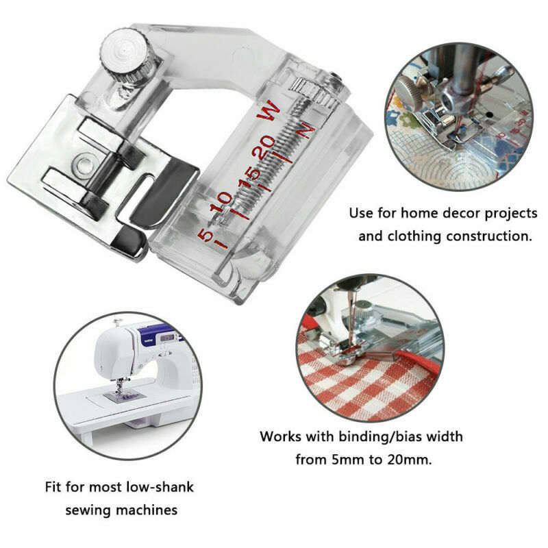 Bias Presser Binder Foot Adjustable Attaching Binding Snap-on For Sewing-Machine