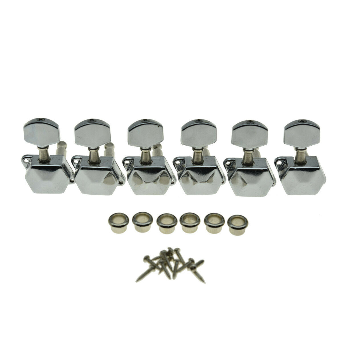 6 Inline Semi-Closed Guitar Tuning Keys Pegs Tuners for Electric Guitars Chrome