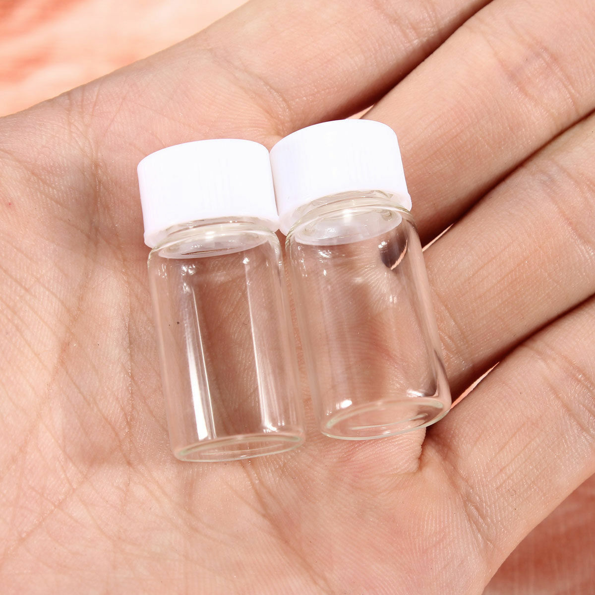 3ml Clear Glass Bottles with White Screw-on Lid Cap - Pack of 10