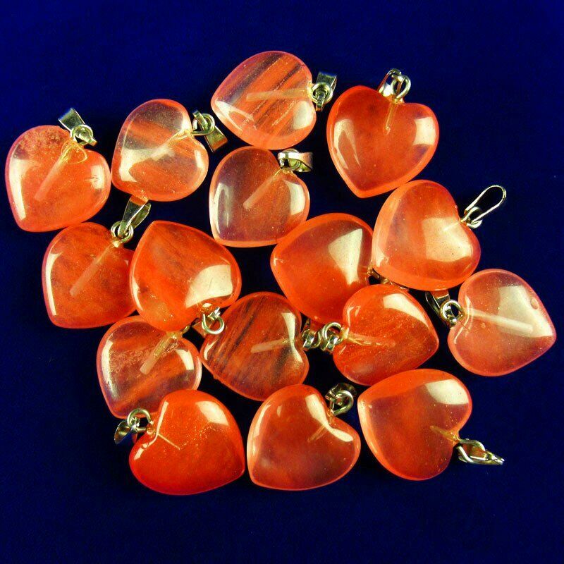 10pcs 22g 16x16x6mm Natural Volcano Cherry Quartz Heart Pendant Bead A-209SK
