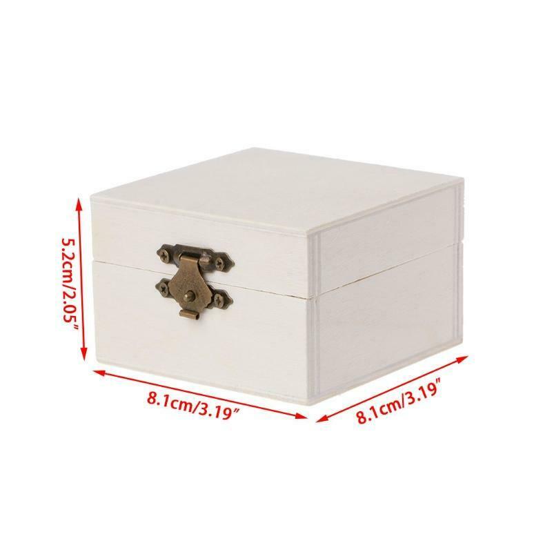 Wooden Square Jewelry Storage Box Wood Base Crafts Case Art Decor Kids DIY Toys