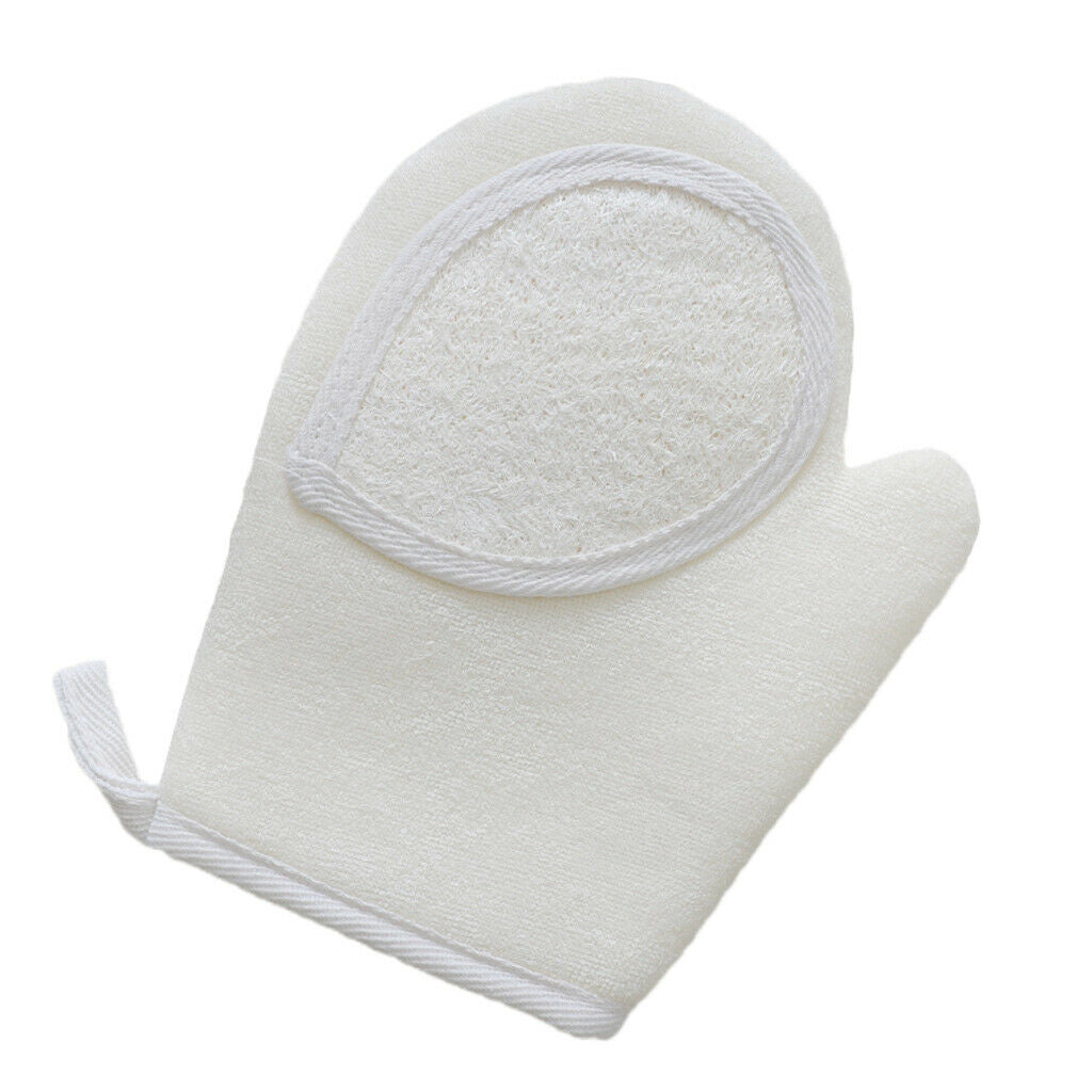 White Loofah Exfoliating Gloves Massage Shower Spa Brush Soap Arms Legs