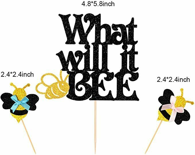 25Pcs What Will It Bee Cake Topper Bumble BeeBaby Shower Decor Baby Reveal Party