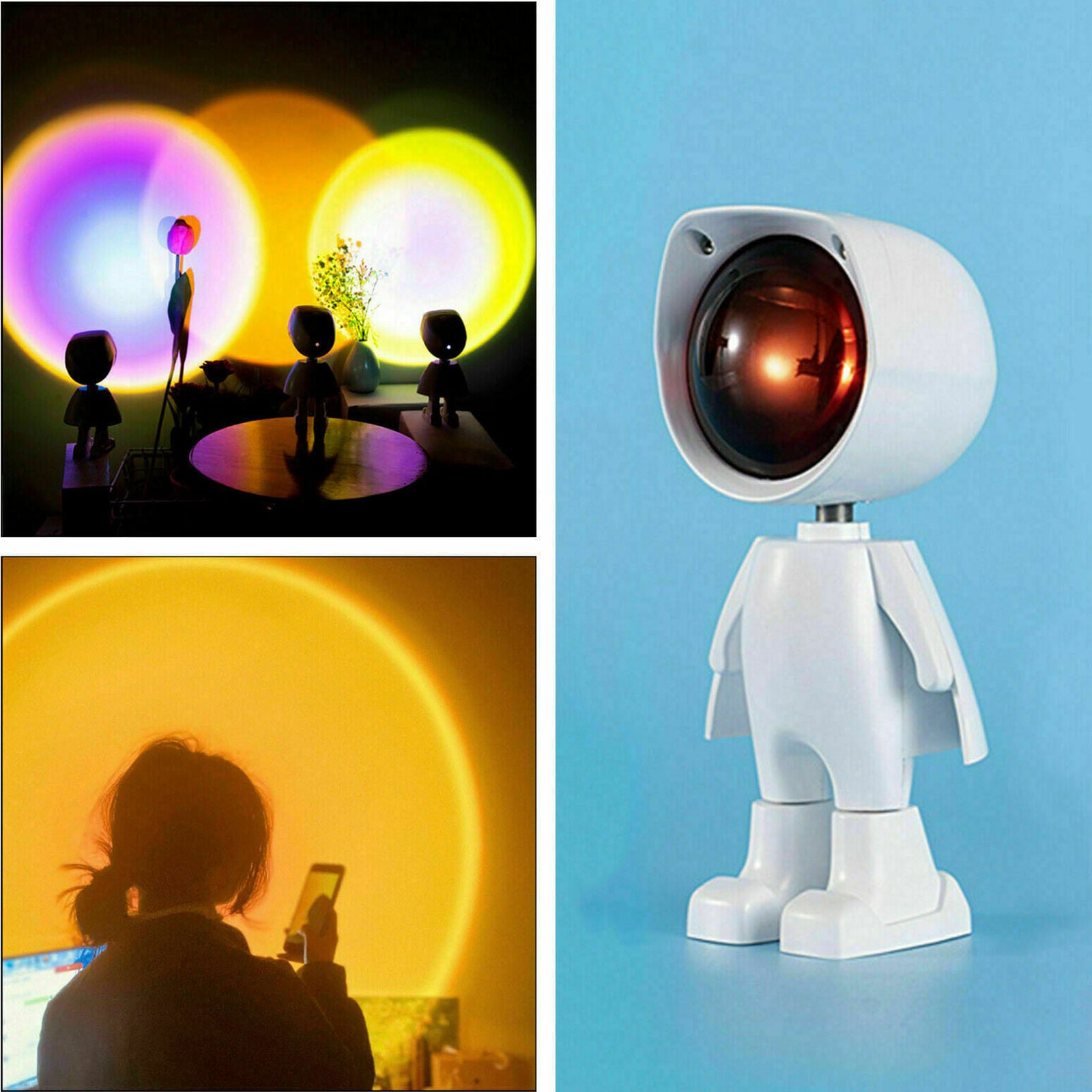 Sunset Projection LED Night Light Rainbow Rotation Romantic Lamp Home Art Decor