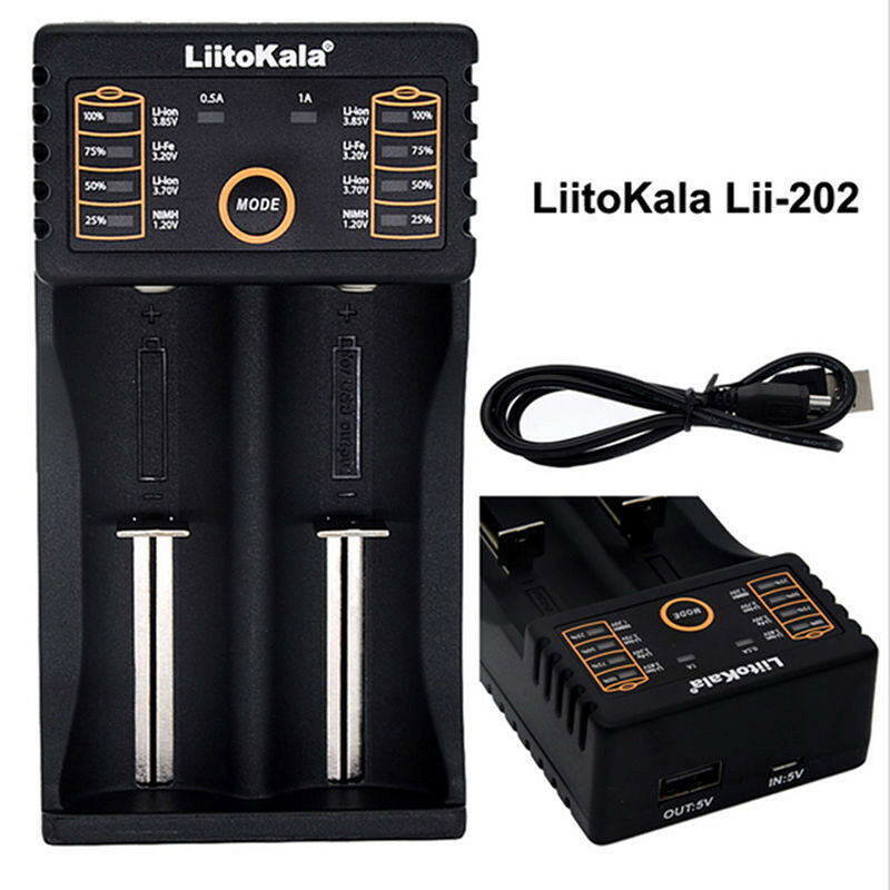 LiitoKala Lii-202 2 Slots USB Battery Charger For Ni-MH Li-ion LiFePO4 DD