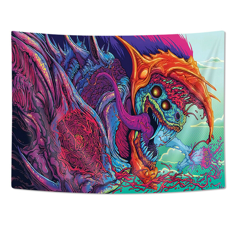 36x24" Psychedelic Trippy Demon Tapestry Wall Hanging Blanket Wall Art