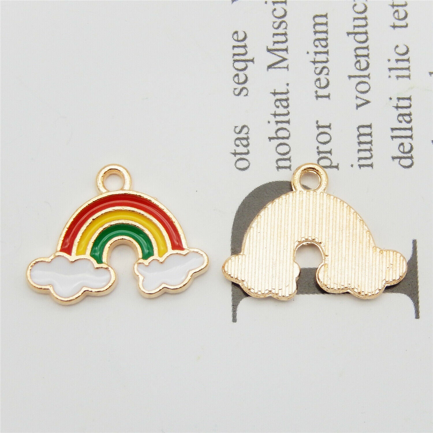 20PCS Colorful Enamel Plated Cloud Rainbow Bridge Pendant Charms DIY Findings