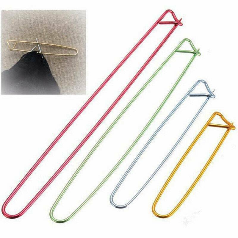 4-Sizes Aluminum Stitch Holders Pins Knit Knitting Needles Crochet Hooks Kits