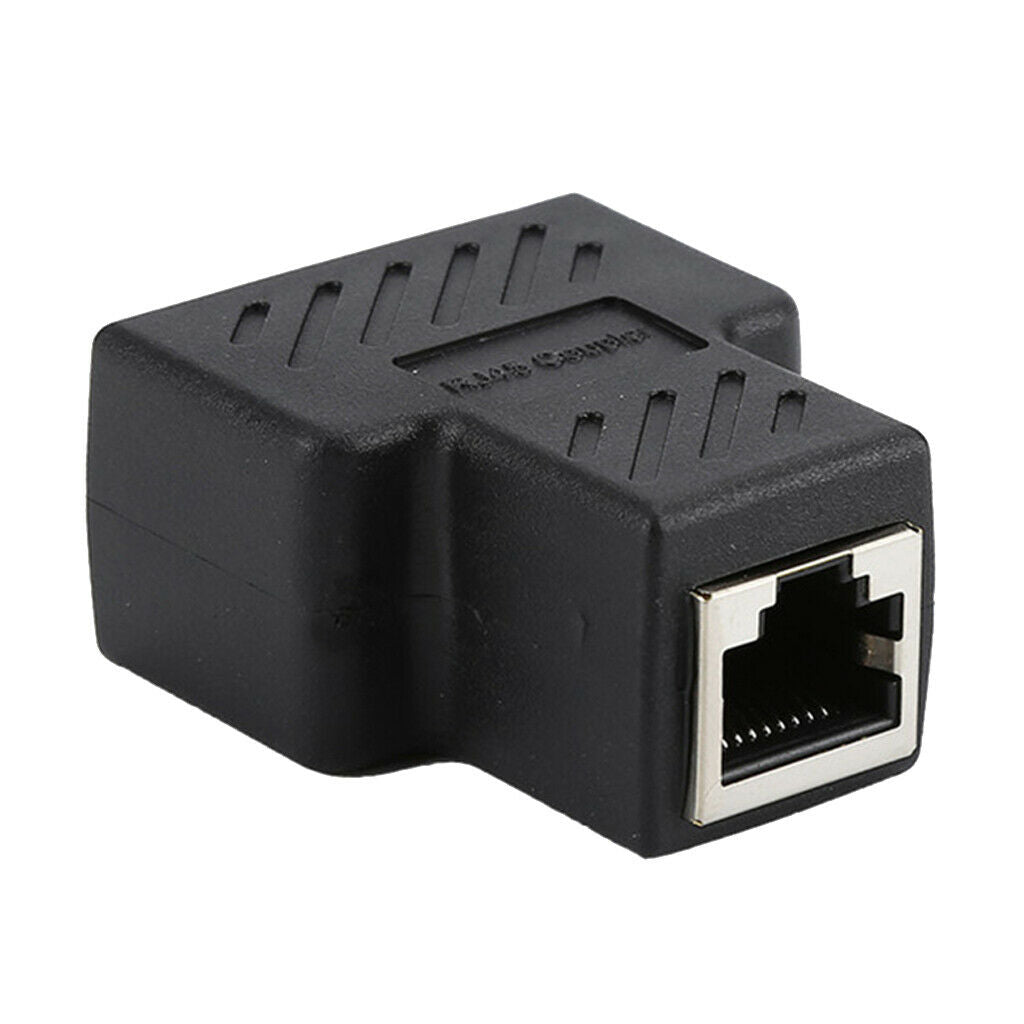Splitter Adapter 1 to 2 Ways Female Port for CAT5/CAT 6 LAN Cable Black