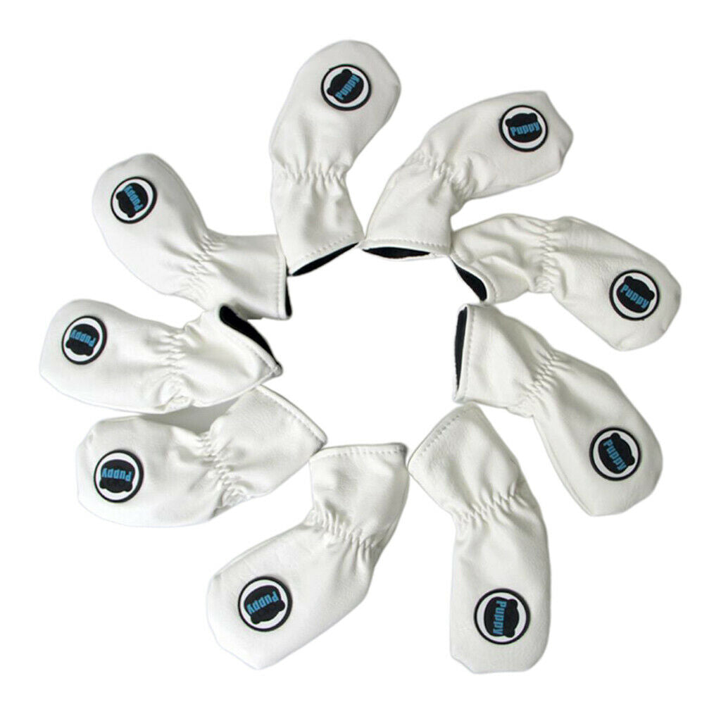 4-AW  9pcs Golf Club Head Cover Irons Headcover Protector with Number White