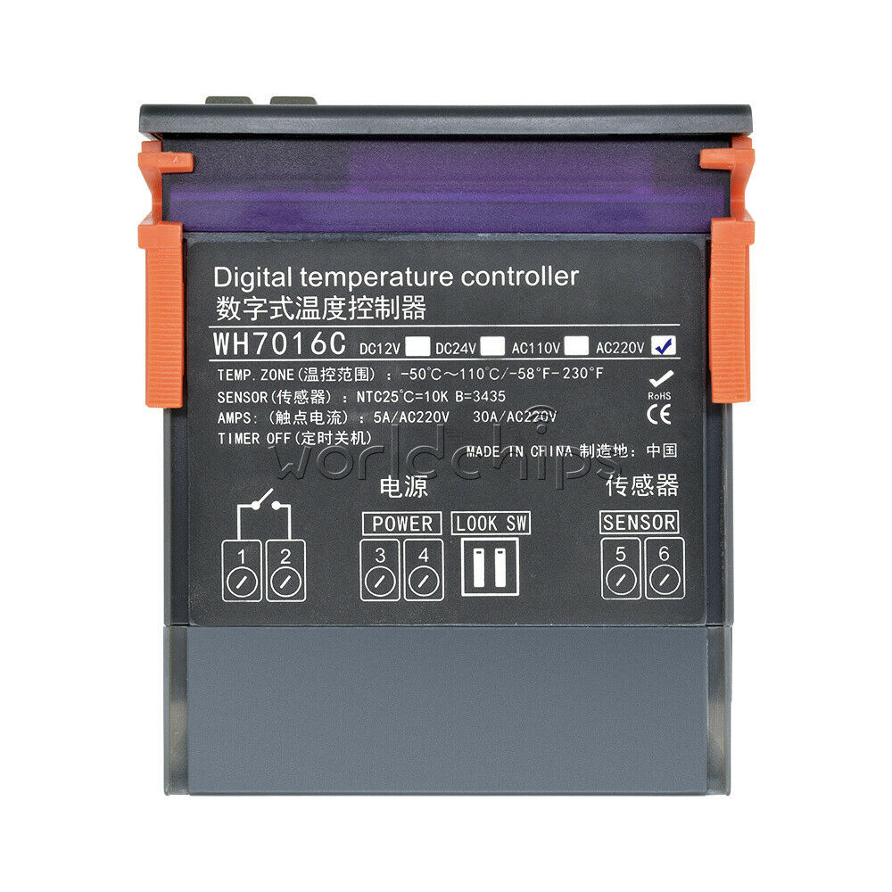 WH7016C 220V 90~250V 110V 10A NTC Temperature Controller Sensor Thermostat