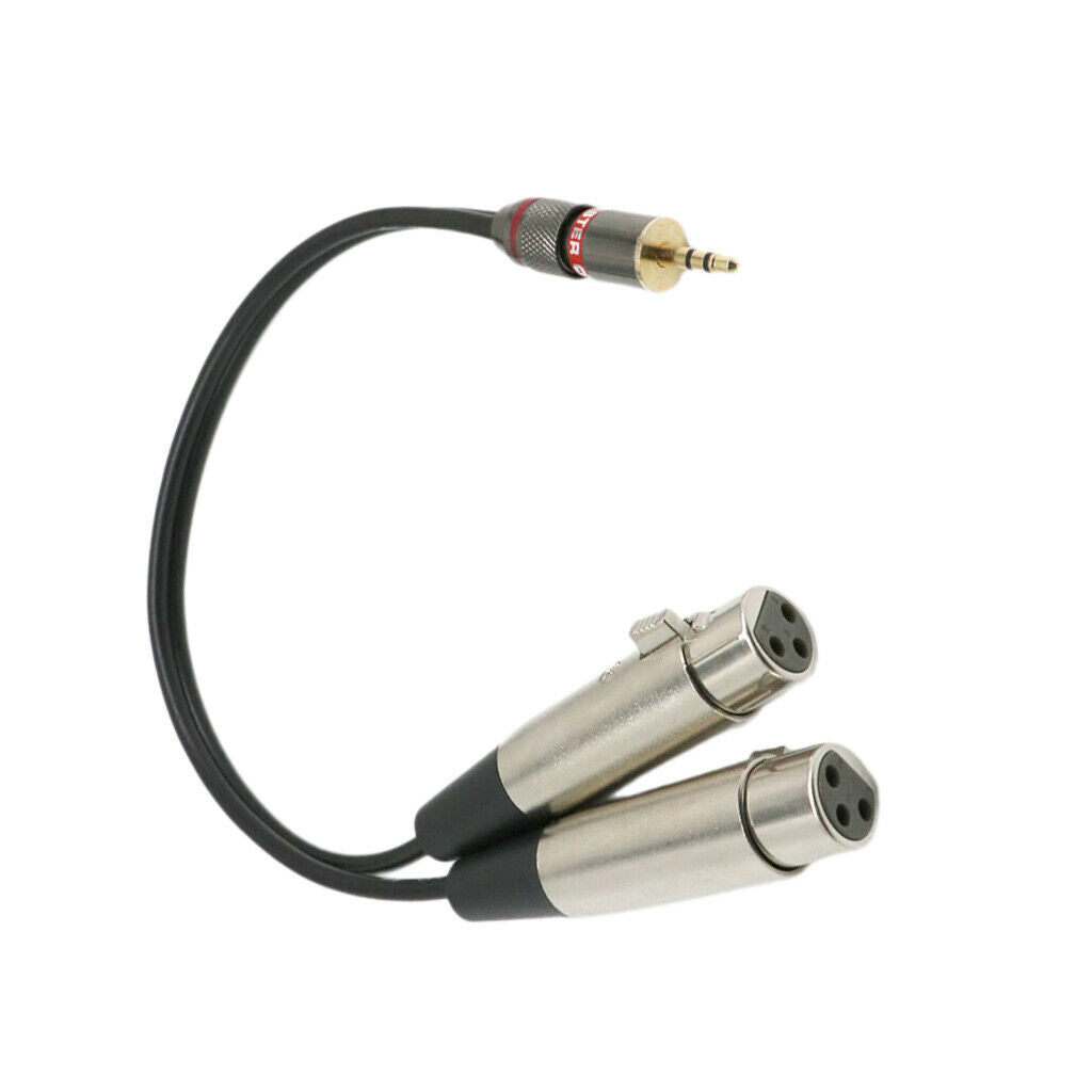 3.5mm 1/8" Stereo Plug To Dual XLR 3Pin Female Microphone Audio TRS Cable