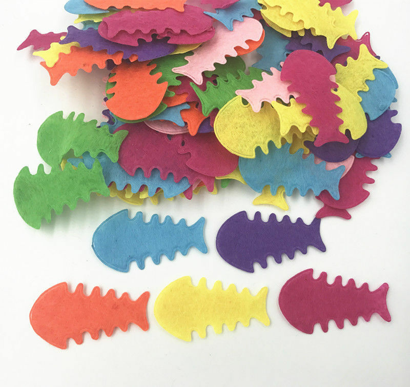 100X fish bone shape Felt Fit decoration DIY Sewing applique Mixed Colors 38mm