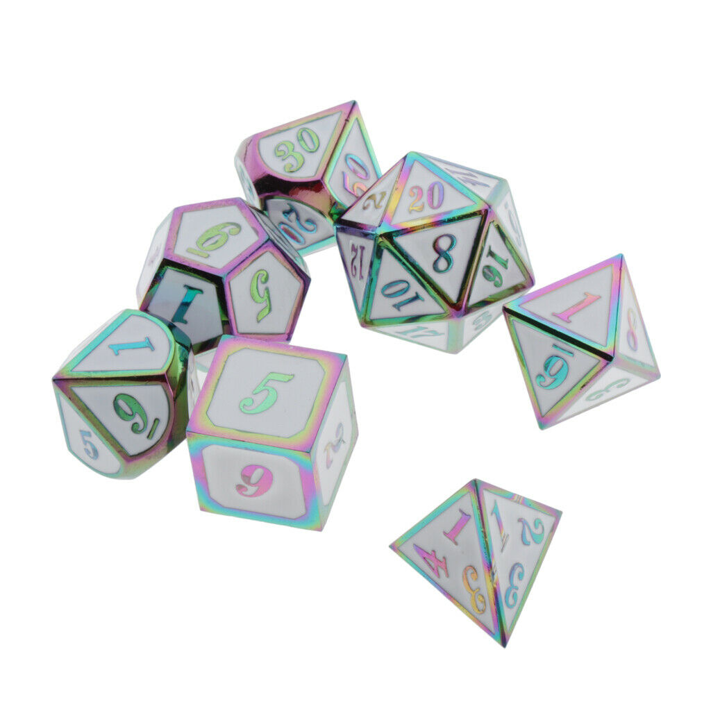 7pcs Premium for Dragon Scales DnD D&D Pathfinder Board Games Rainbow White