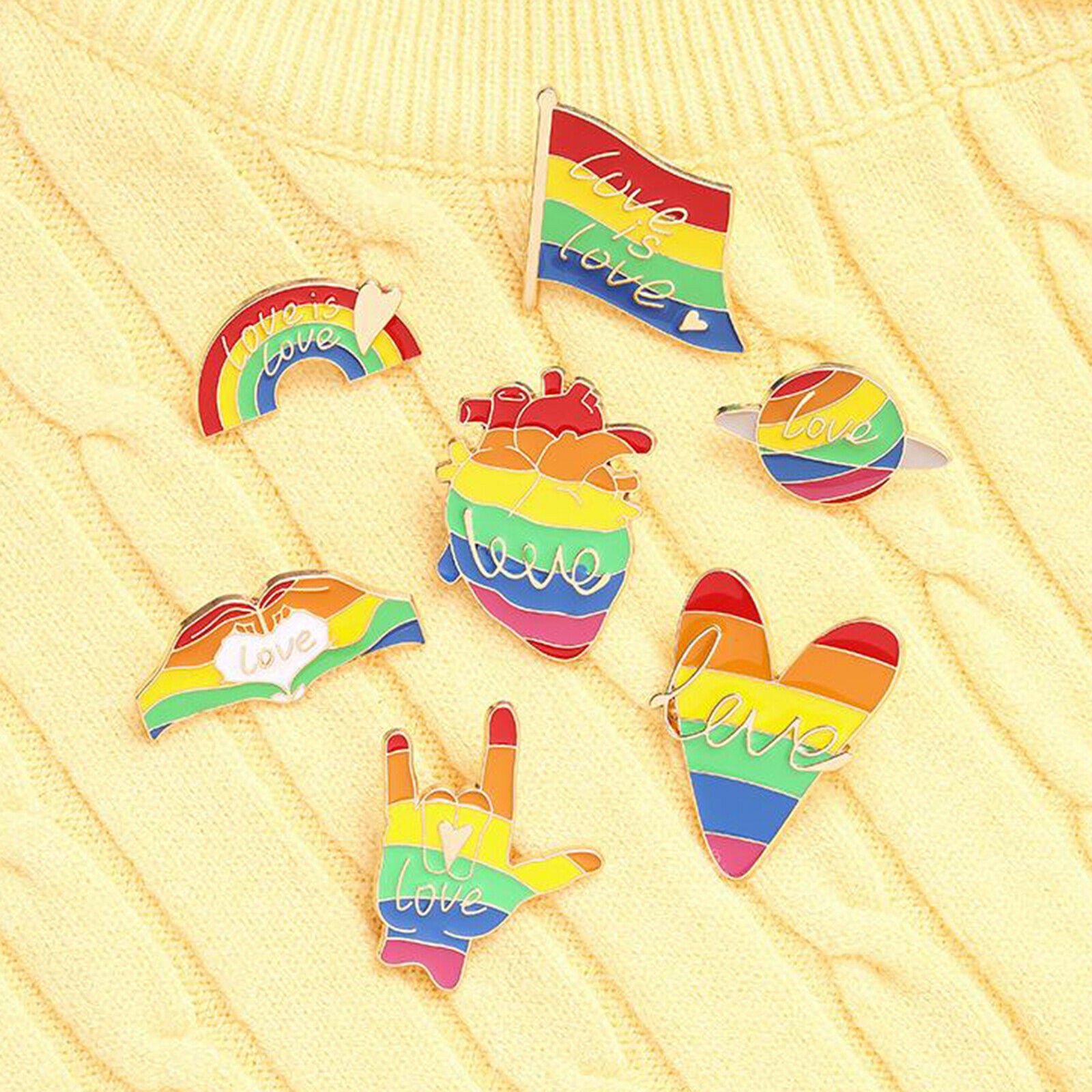7pcs Novelty Brooch Shawl Shirts Safety Pins Rainbow Type for Women Girls