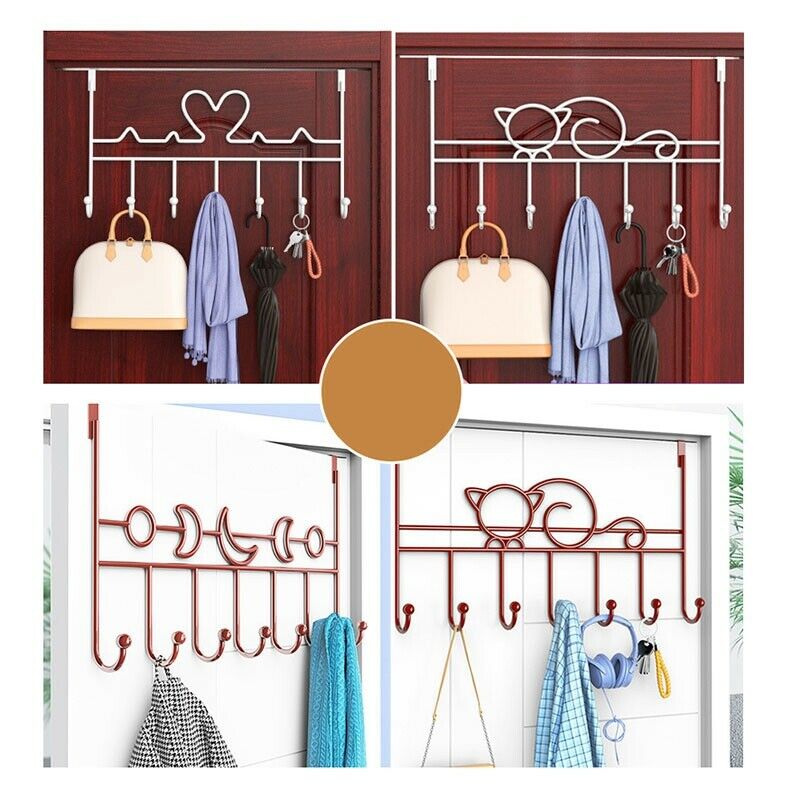 7-Hook over Door Hanger Iron Art Bag Clothes Key Scarf Hanging Holder BathroZ6C9