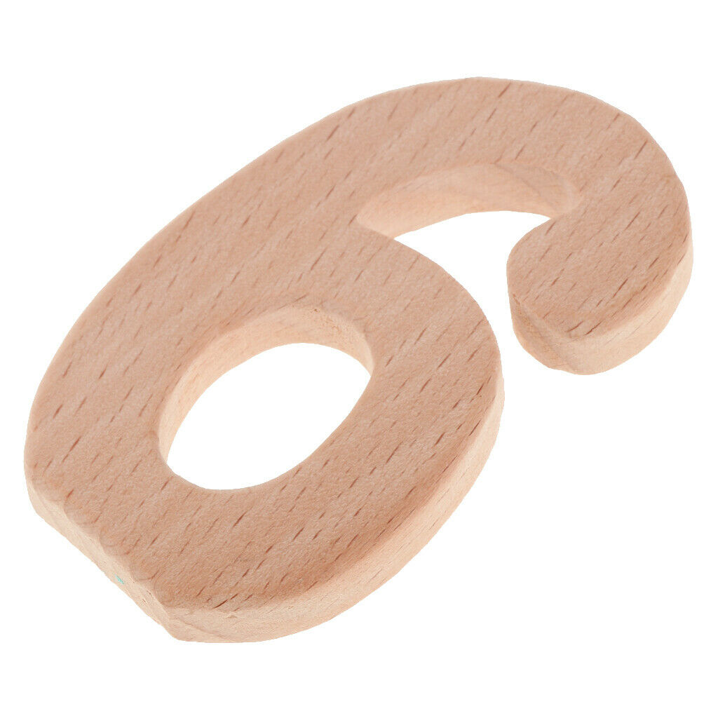Wooden Baby Teether Toys Sensory Skills Perfect shower Gift Number Six