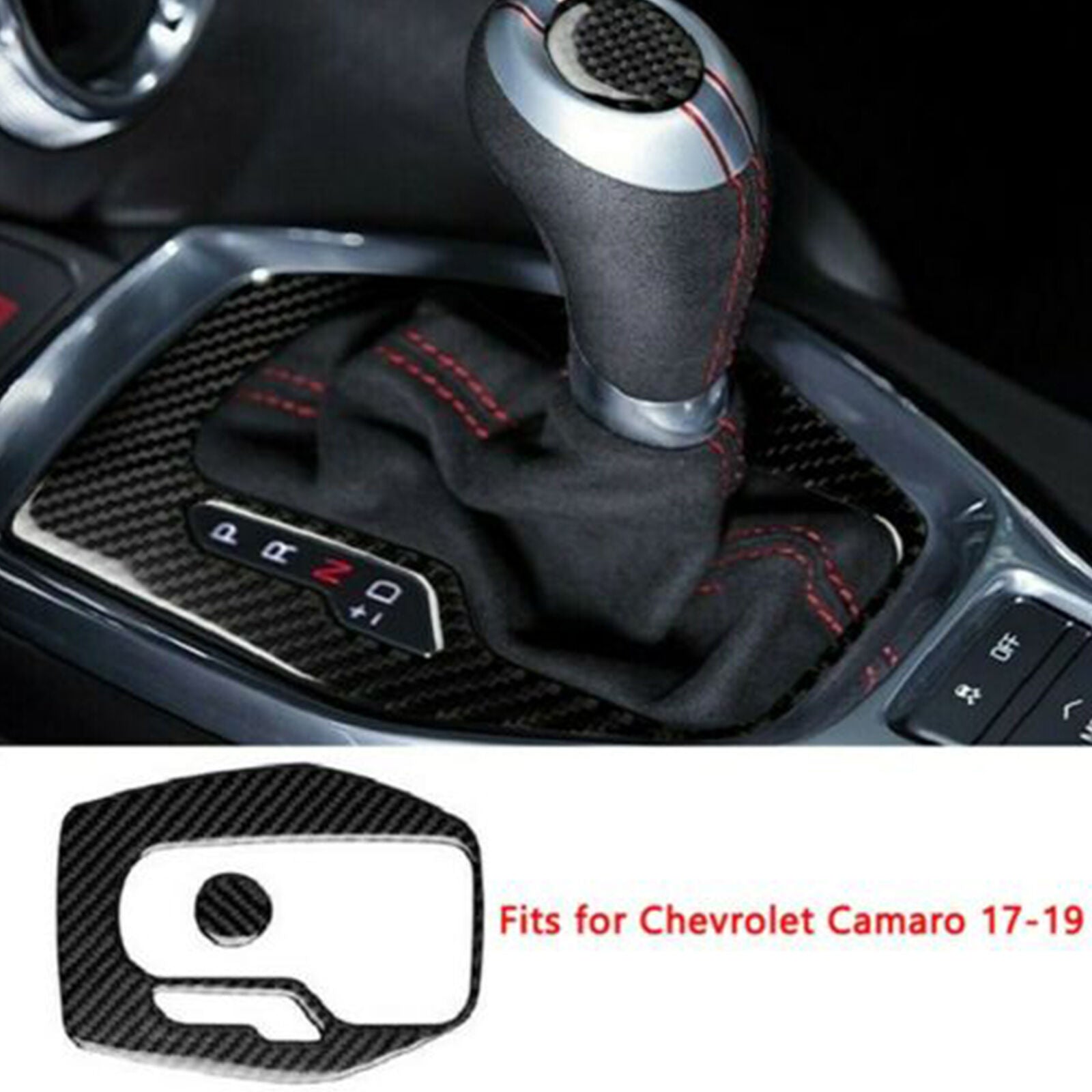 Carbon Fiber Car Gear Shift Panel Cover Trim Fit For Chevrolet Camaro 2017~2019