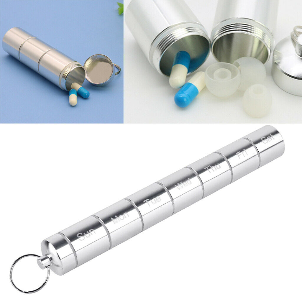 Pill Organizer Daily Pill Case Aluminum Alloy Supplements Tablet Pill Box