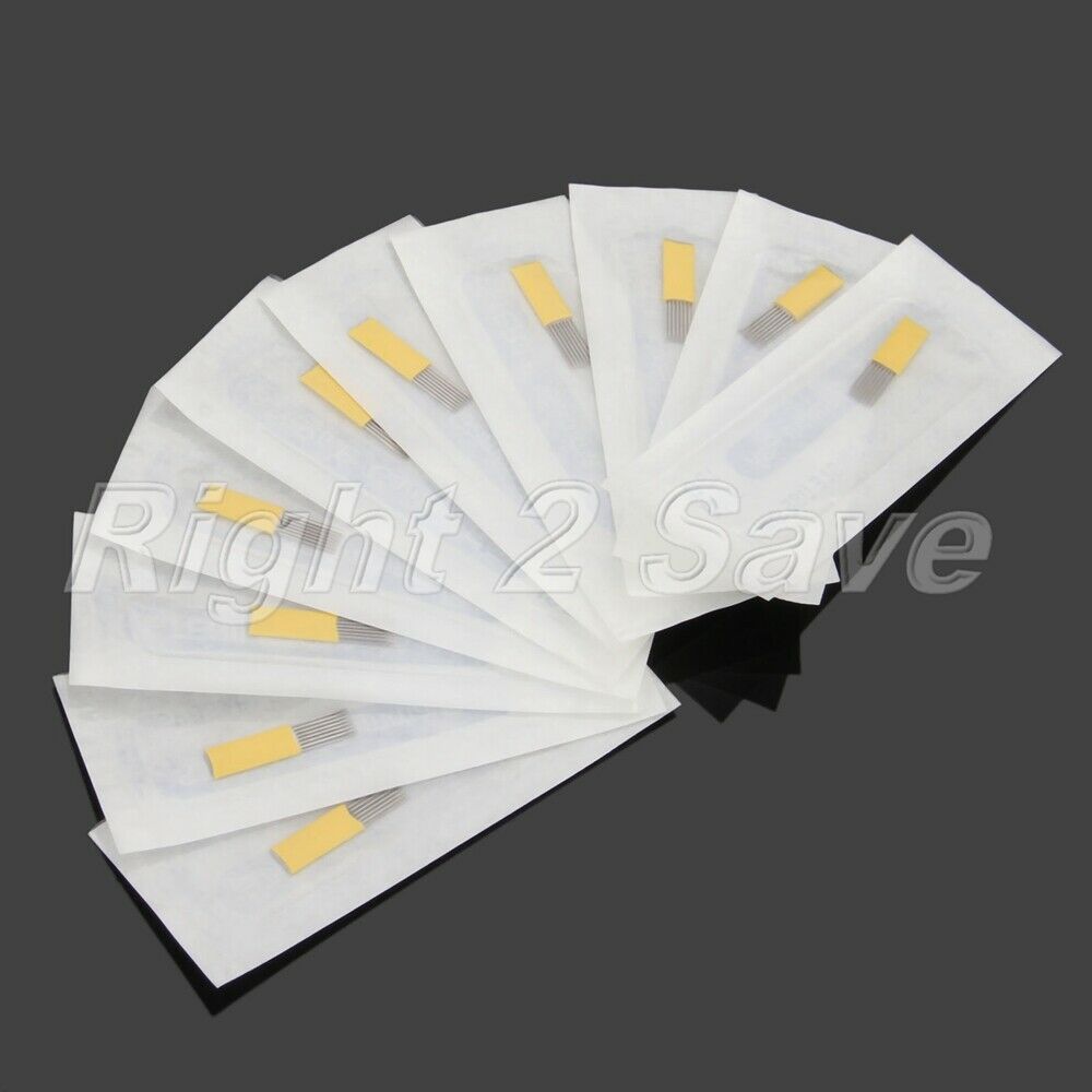 10pcs Eyebrow Tattoo Blades Double Row Fog 15pin Needles Permanent Makeup Tool