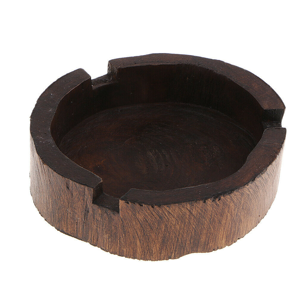 Almost Round Ashtray Wooden Ashtray Cendrier Table Decor 10x3cm